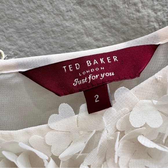 Ted Baker Dress Size 2 Off White Hearts Mini Sleeveless Formal Fit Flare Wedding - Picture 3 of 8